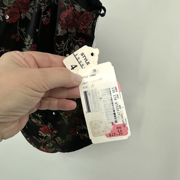 vintage 90s NEW NIKI LIVAS satin floral tank cami bustier floral y2k black S - Picture 6 of 7